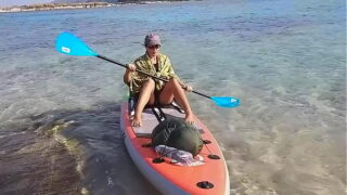 Hot Hairy Milf Rows On The Sea And Pisses On Island