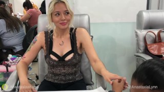 My girlfriend controlling my toy in public! Beautiful agony time & Orgasm!  Anastaxia Lynn